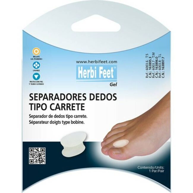 Herbi Feet Separador Dedos Carrete Talla S, 2 Unidades