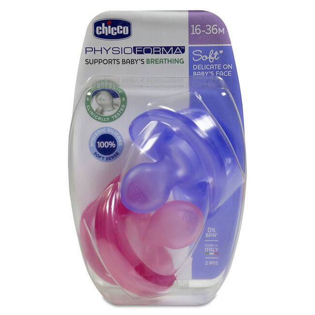 Chicco Chupete Physio Soft Silicona Rosa 16-36M (2 Uds)