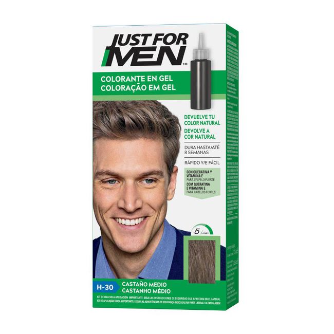 Just For Men Champú Colorante 30 Cc Castaño Medio Natural, 1 Ud