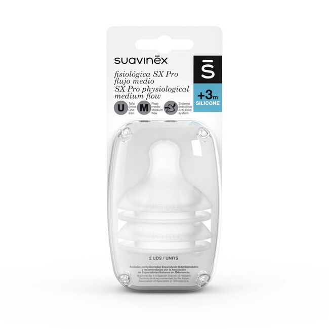 Suavinex Tetina Silicona Fisiológica Flujo M, 2 uds