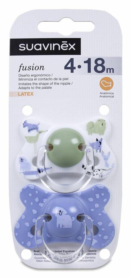 Suavinex Chupete Fusion con Tetina Anatómica de Látex 4-18 Meses, 2 Uds