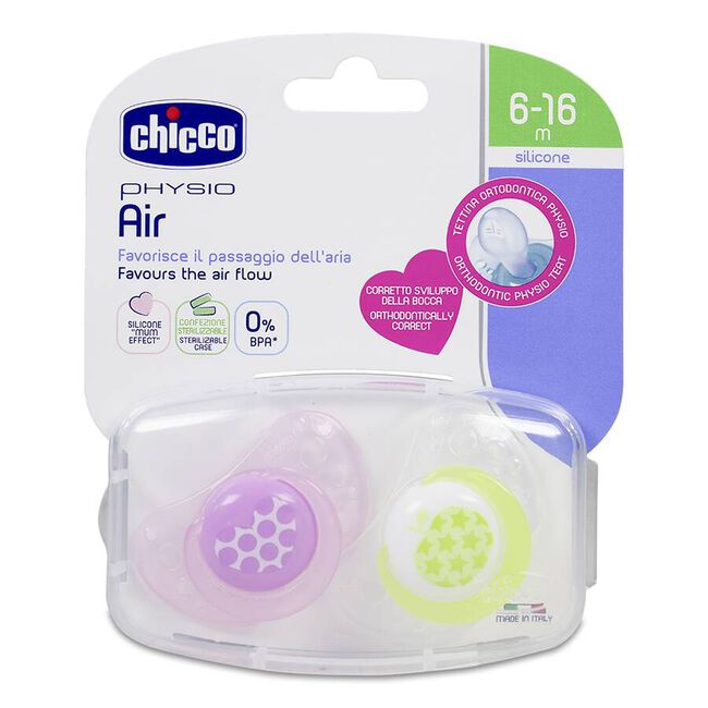 Chicco Chupete Silicona Physioforma Aire 6-12 M Rosa, 2 Unidades