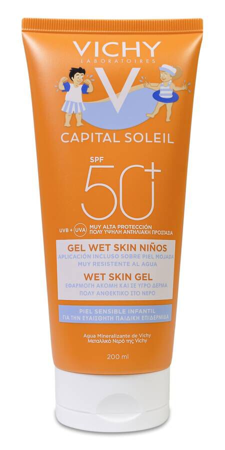 Vichy Capital Soleil Gel Wet Skin SPF50+ Niños, 200 ml