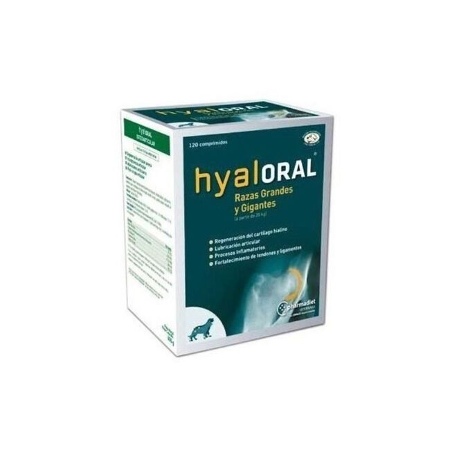 Pharmadiet Hyaloral Razas Grandes y Gigantes + 20 kg, 120 Comprimidos