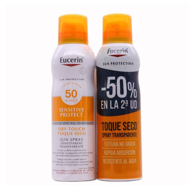 Duplo Eucerin Sun Protection Spray Transparente Toque Seco 50+, 2 x 200 ml