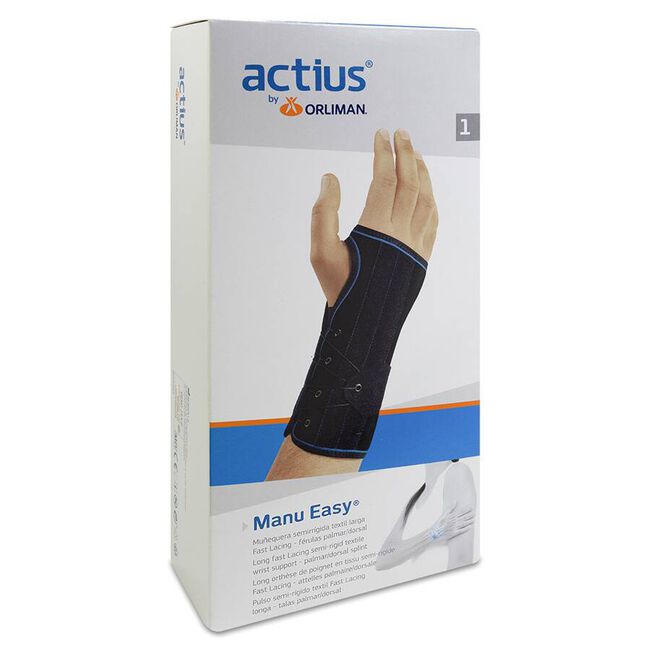 Orliman Actius Muñequera con Férulas Palmar/Dorsal Derecha ACE505D Talla 1, 1 Unidad