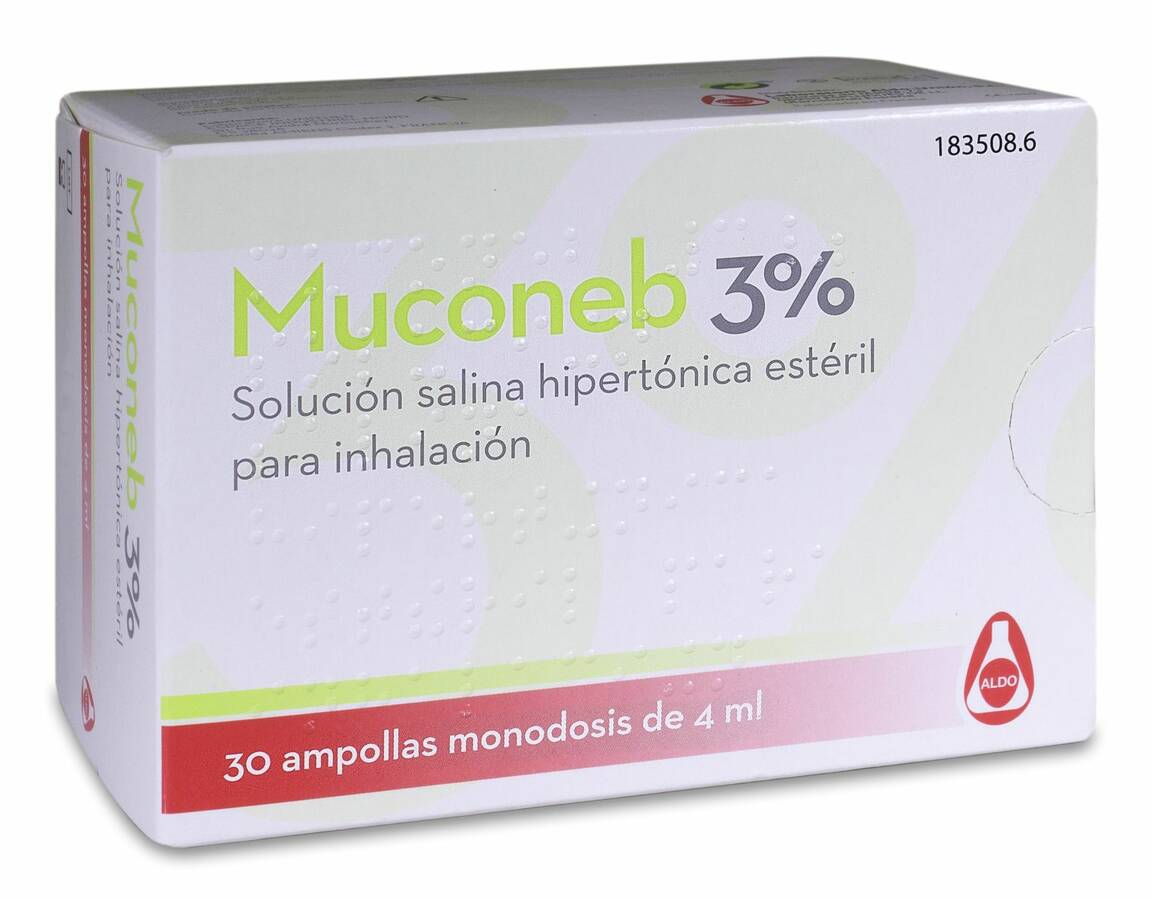 MUCONEB 3% SOLUCION SALINA HIPERTONICA ESTERIL PARA INHALACION 30 AMPOLLAS  MONODOSIS DE 4 ML