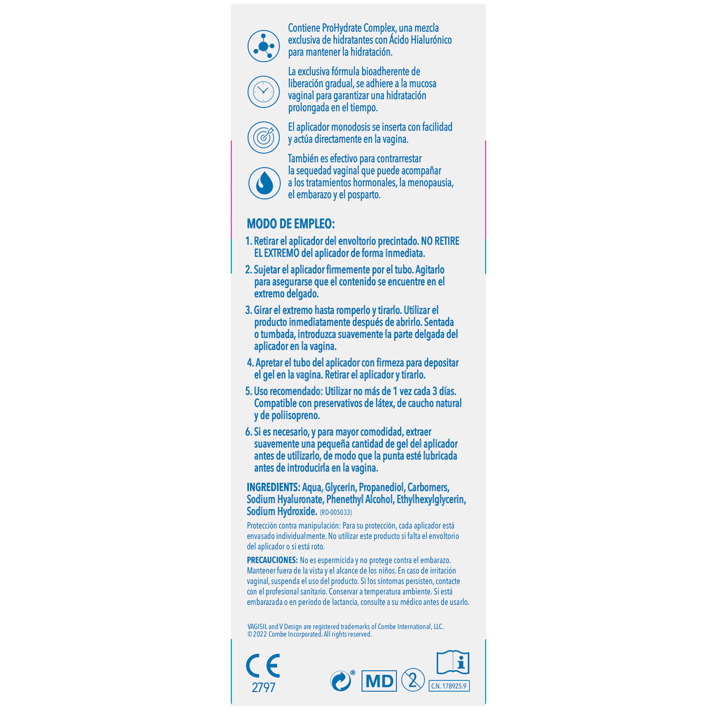 Vagisil Gel Hidratante Interno, 6 Uds image number null