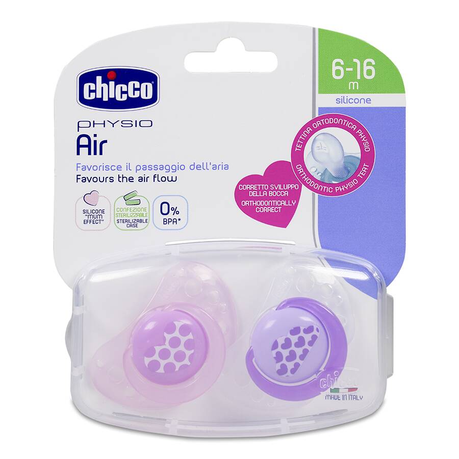 Chicco Chupete Silicona Physioforma Aire 6-12 M Rosa, 2 Unidades image number null