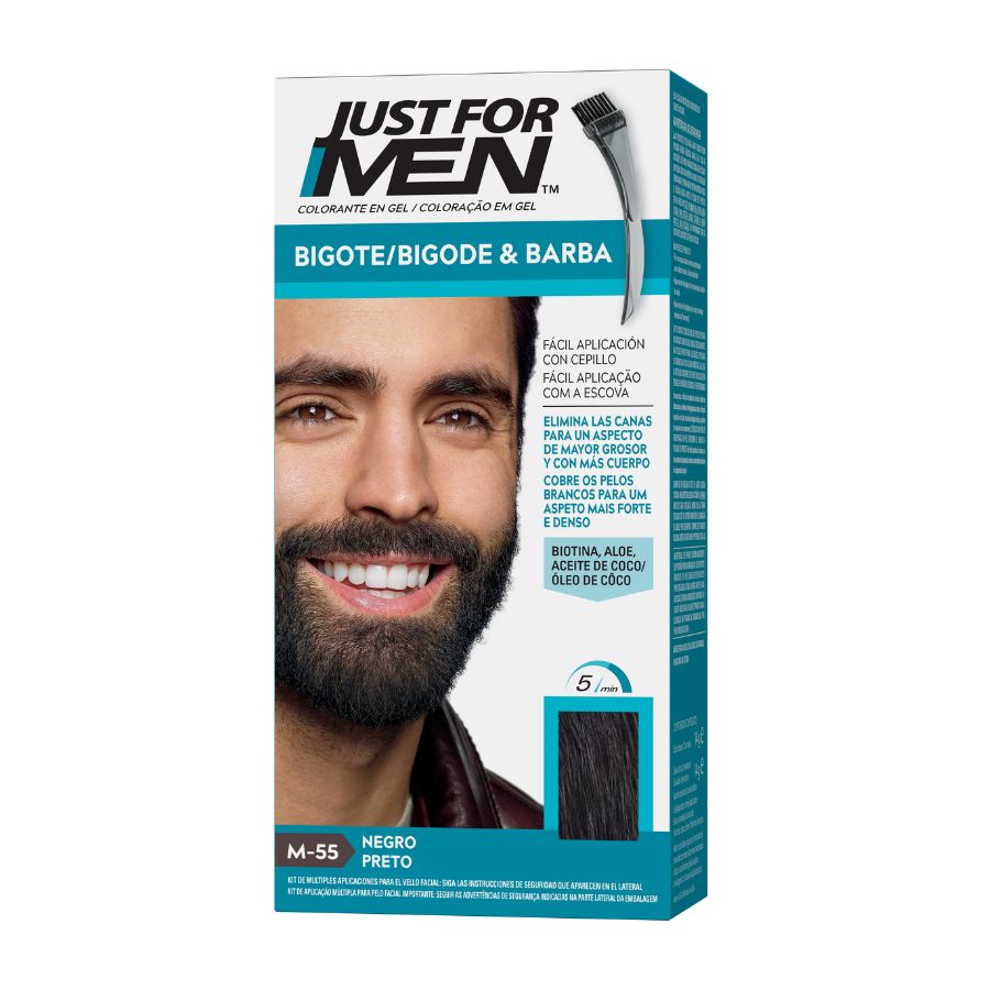 Just For Men Gel Colorante Bigote Y Barba Tono Negro, 30ml image number null