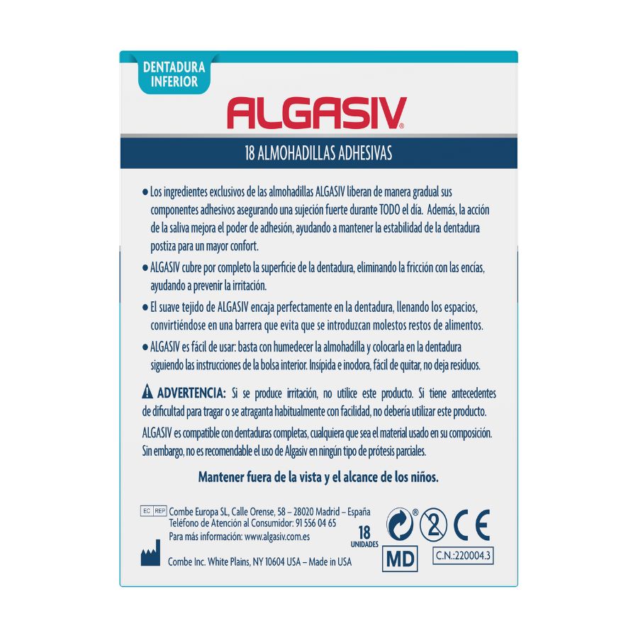 Algasiv Almohadillas Adhesivas Inferiores, 18 u image number null