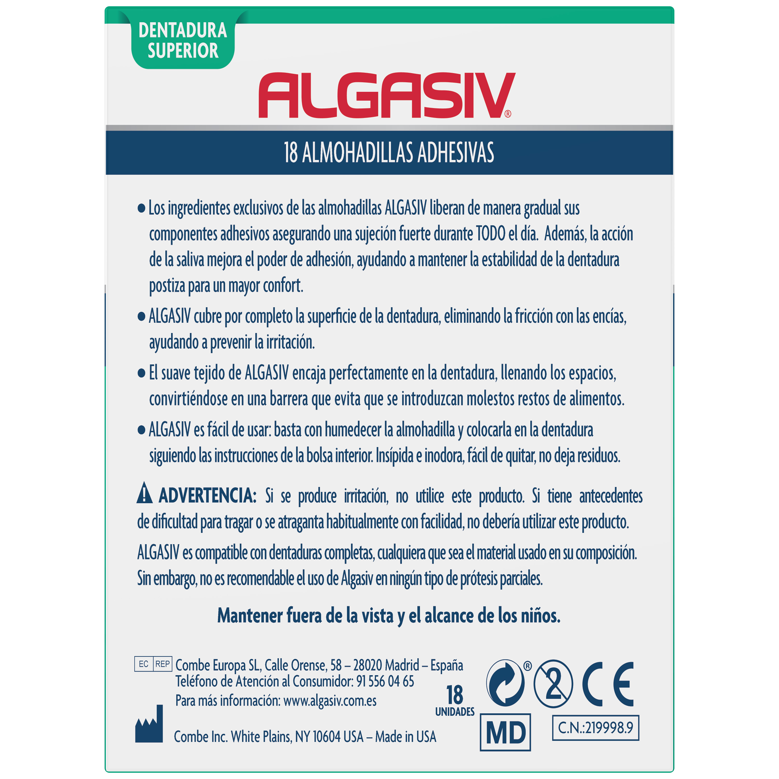 Algasiv Almohadillas Adhesivas Superiores, 18 Uds image number null